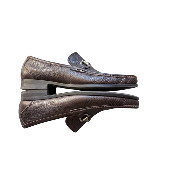 Salvatore Ferragamo Mens 8D Leather Grandioso Gancini Bit Loafers Slip On Brown